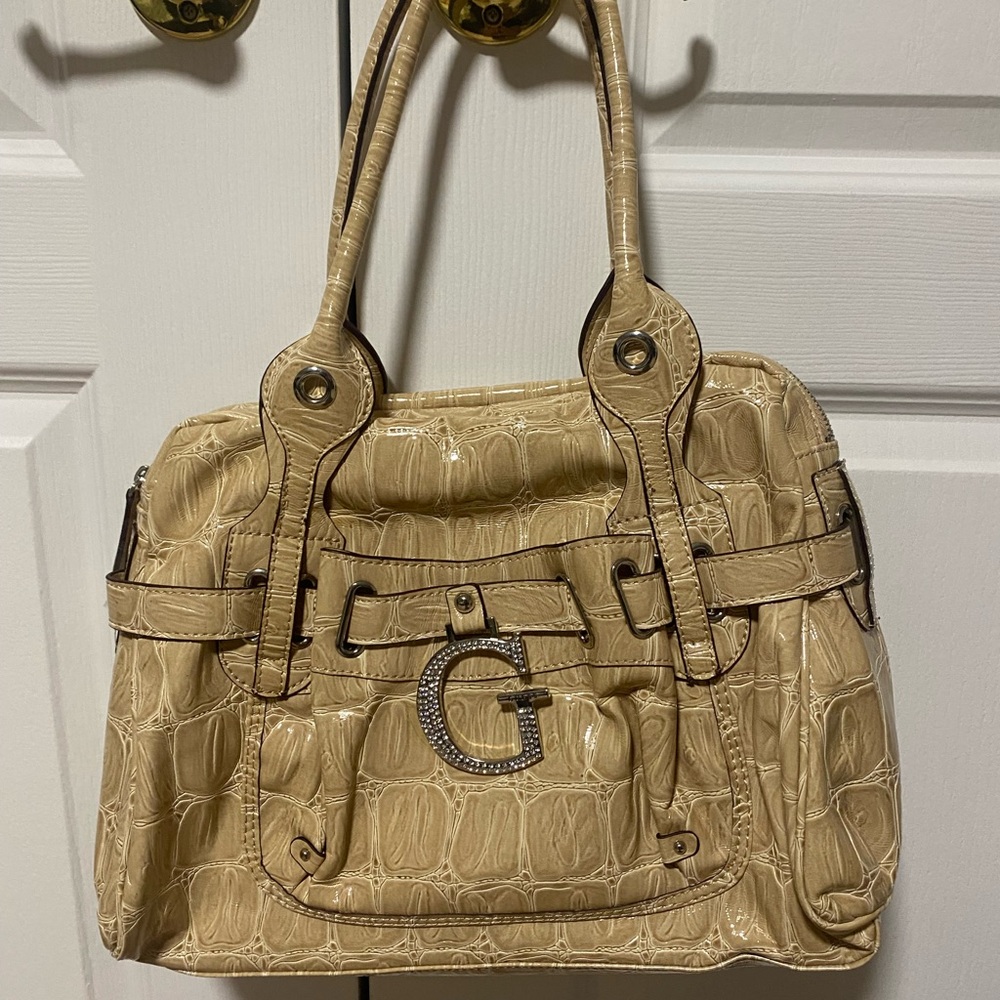 G by Guess Tan Satchel with Silver Hardware (NEW)